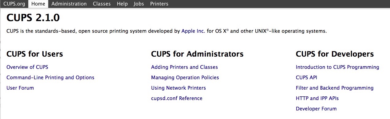 CUPS Web Interface Administration