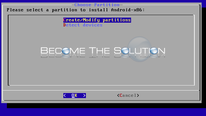 Install android virtualbox create modify partitions