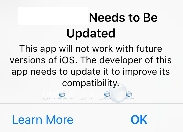 This App will not Work with Future Versions of iOS