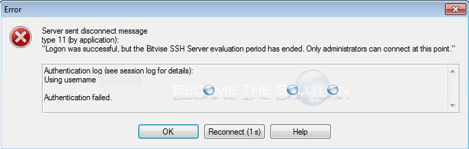 Bitvise evaluation period time error sftp