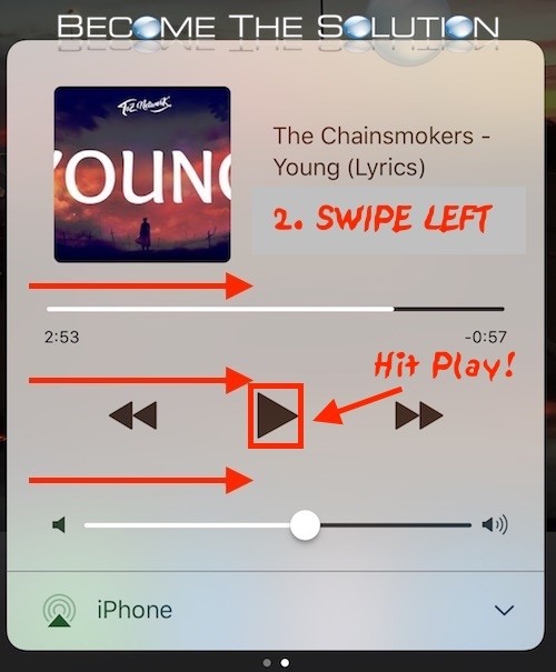 iPhone swipe left music player