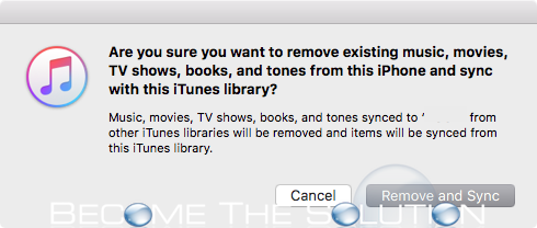 iTunes remove existing warning message