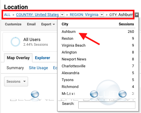 Google analytics ashburn traffic filter