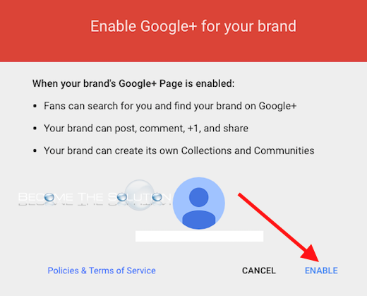 Enale google plus for brand