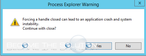 Process explorer warning