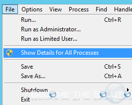 Process explorer show details for all processes