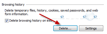 Internet explorer delete browsing history