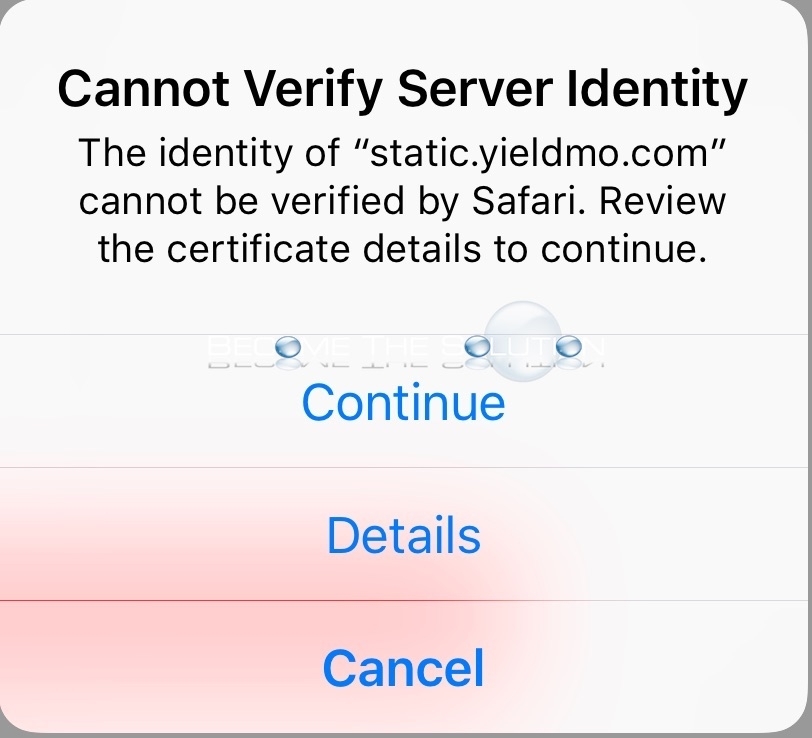 Cannot Verify Server Identity Safari static.yieldmo.com CNN