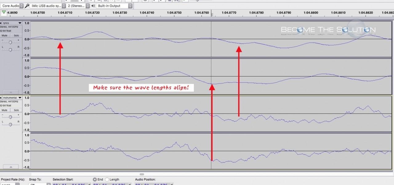 Audacity time shift align wavelengths