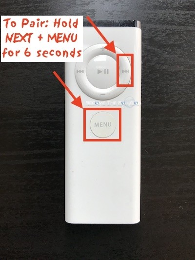 Pair apple remote next menu button hold down