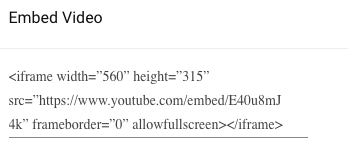 Youtube embed share code