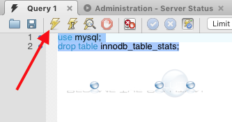 Mysql query drop innodb table stats