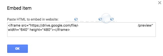 Google drive embed item iframe