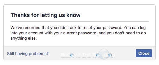 Facebook thanks for letting us know reset account password
