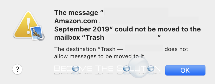 Fix: The destination trash does not allow messages to be moved to it – macOS Mail