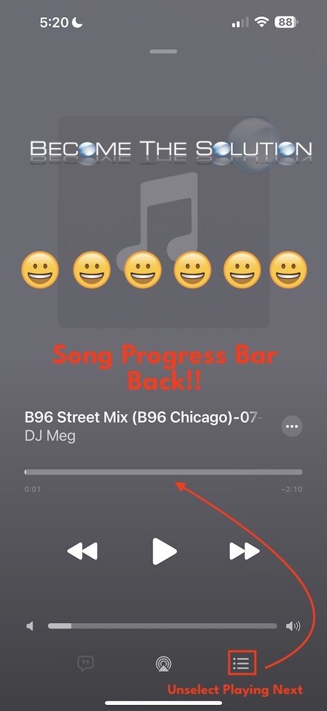 Music App iOS iPhone Display Song Progress Seek Bar