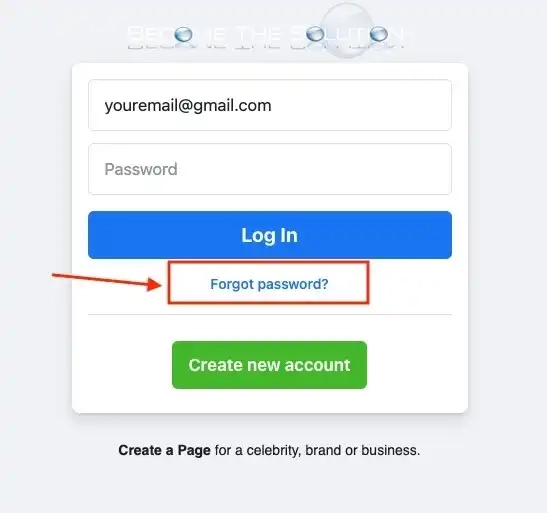 Facebook Forgot Password Screen