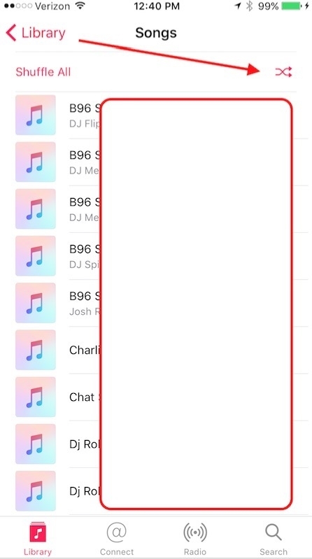 iPhone Shuffle All Songs
