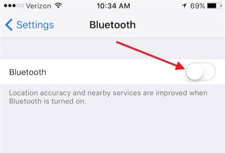 iPhone disable bluetooth