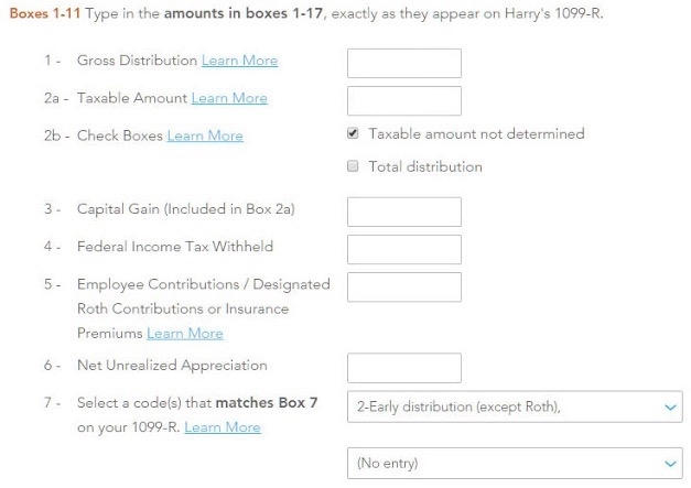 Turbo Tax 1099-R Boxes Form