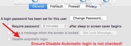 Mac os x security disable automatic login uncheck option