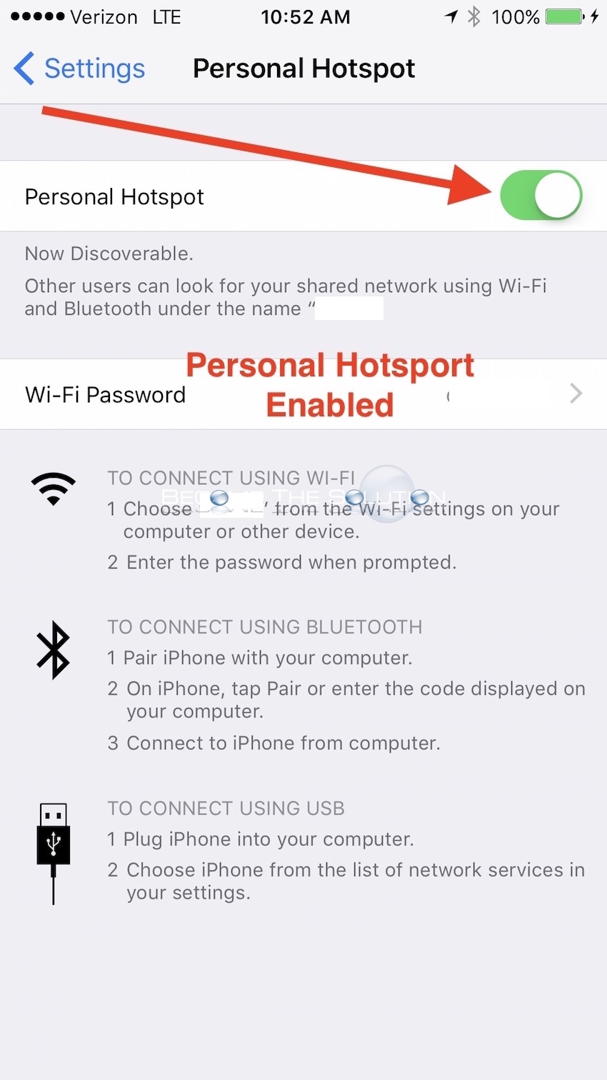 iPhone enable personal hotspot