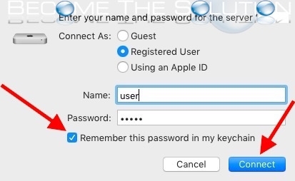 Mac x username password remember afp smb