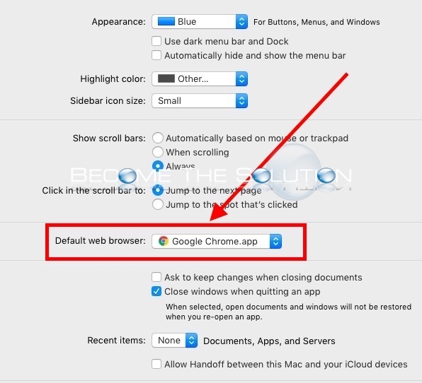 Mac system preferences default web browser