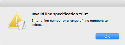 Mac text edit invalid line specification