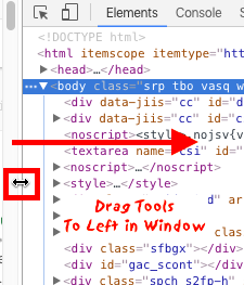 Google Chrome developer tools drag over