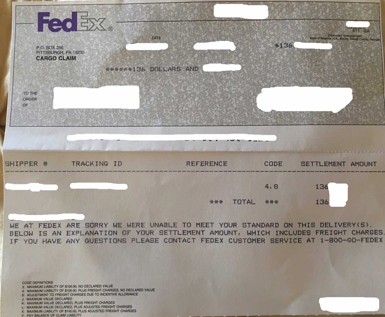 FedEx Claim Check