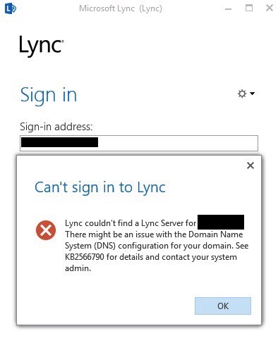 Microsoft Lync DNS Issue Sign In