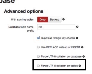Akeeba Database Restore Force Collation Tables