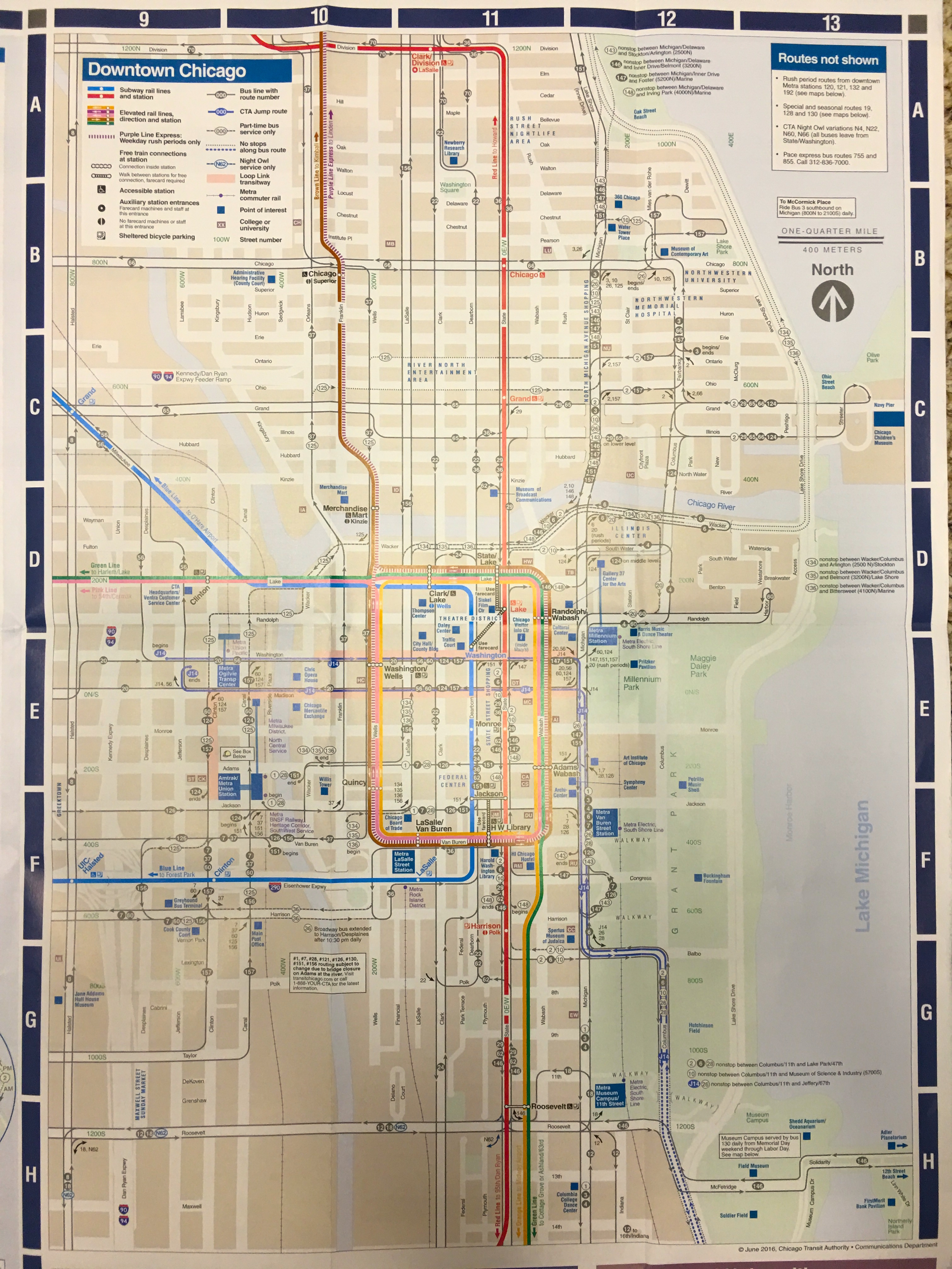 CTA Chicago Rail Bus Map Suburbs Downtown