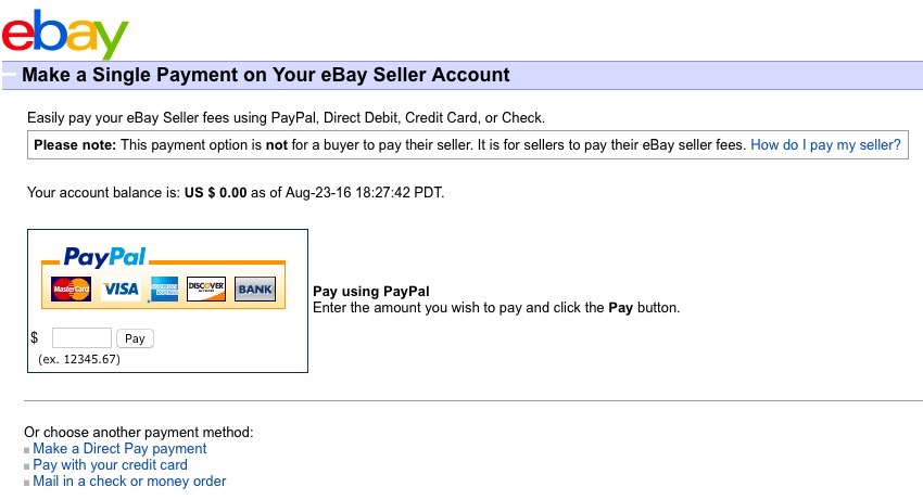 eBay Make Single Fee Payment