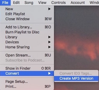 Itunes File Menu Create MP3 Version