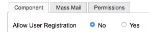 Joomla Disable New User Registration