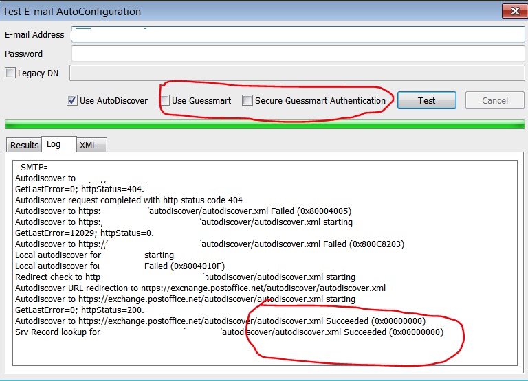 Outlook Test Email Auto Configuration