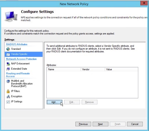 Windows NPS Vendor Specific