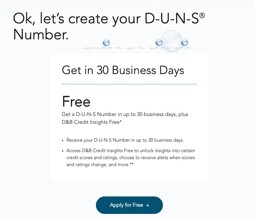 Create Free DUNS Number Dun & Bradstreet
