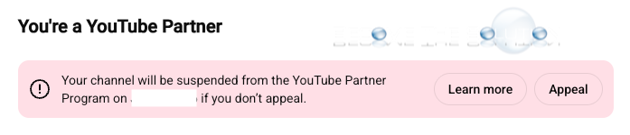YouTube Channel Will Be Suspended From YouTube Partner Program Studio