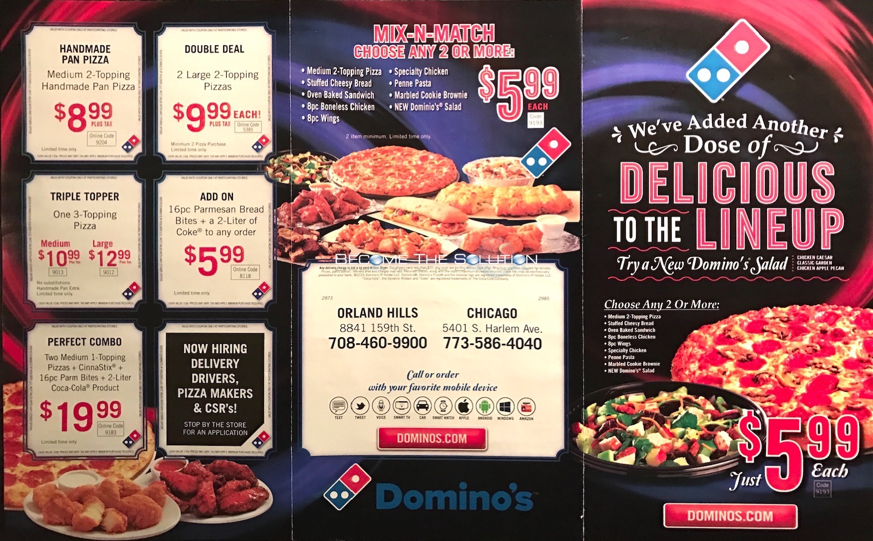 Domino's Pizza Chicago Menu 1
