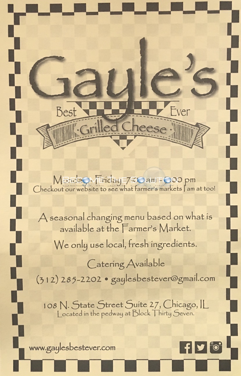 Gayle's Grilled Cheese Chicago Menu 1