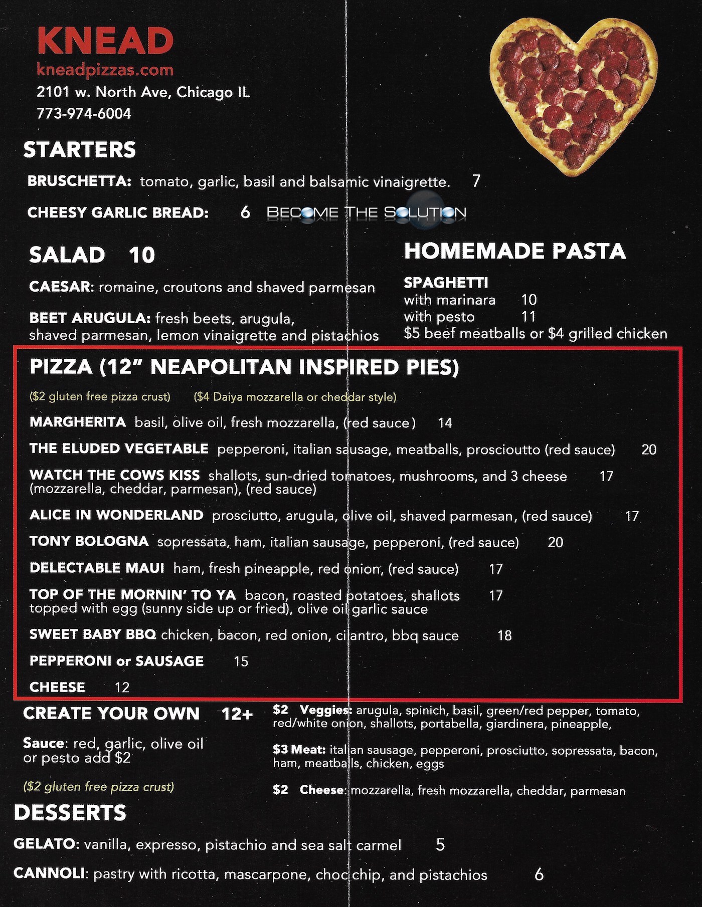 Knead pizza chicago menu 1