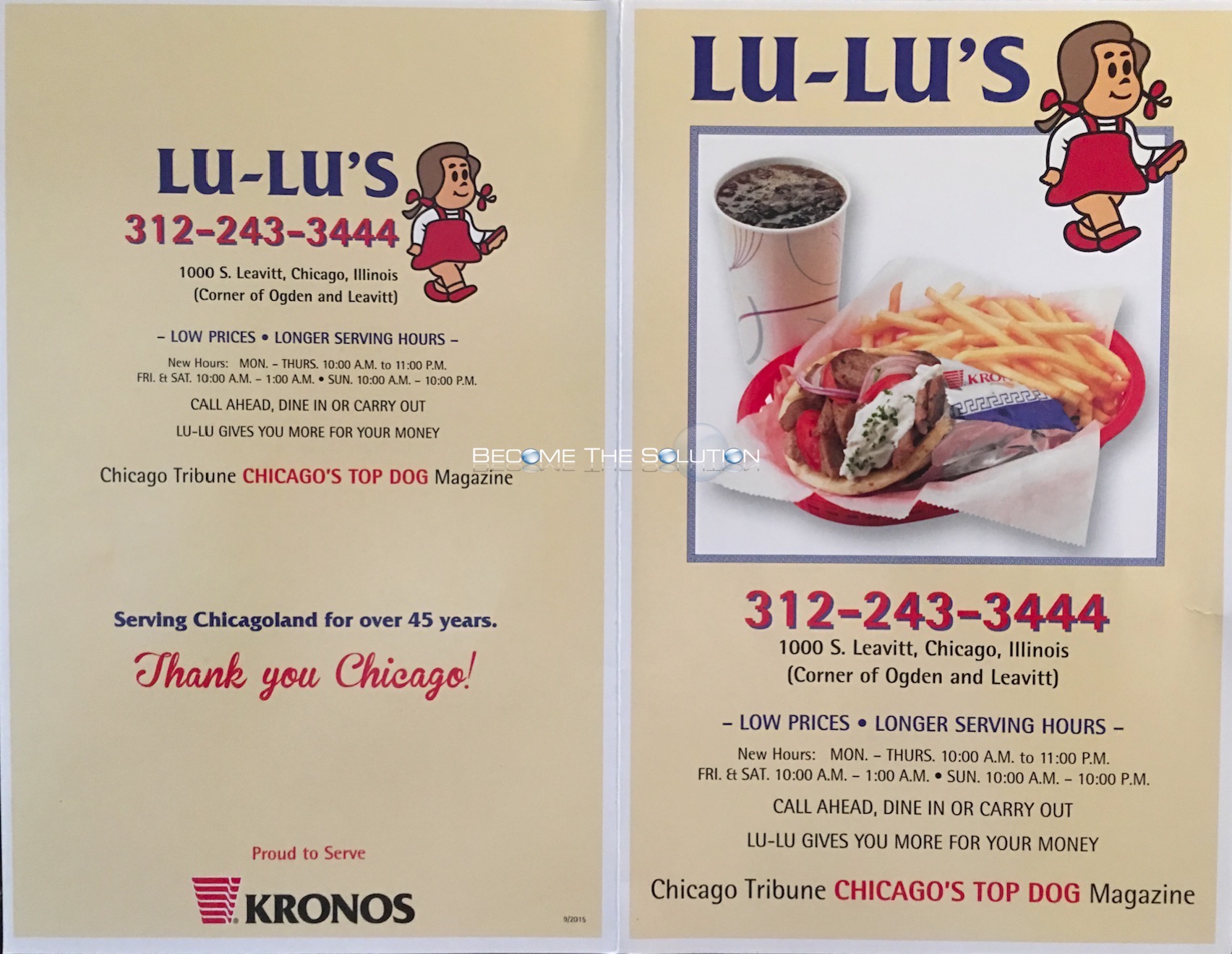 LuLu's Hot Dogs Chicago Menu 1