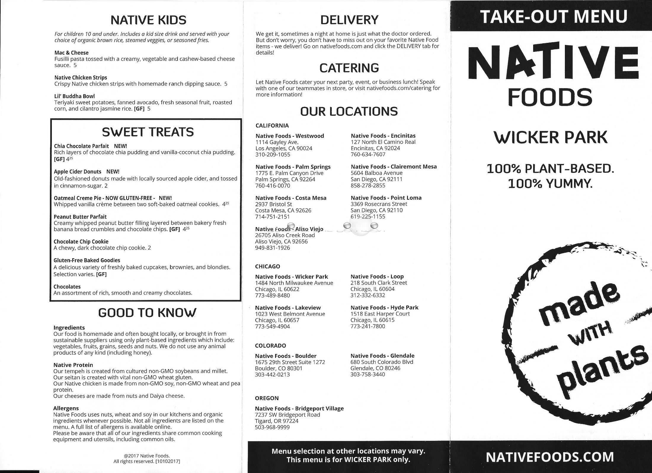 Native foods Chicago Menu 1