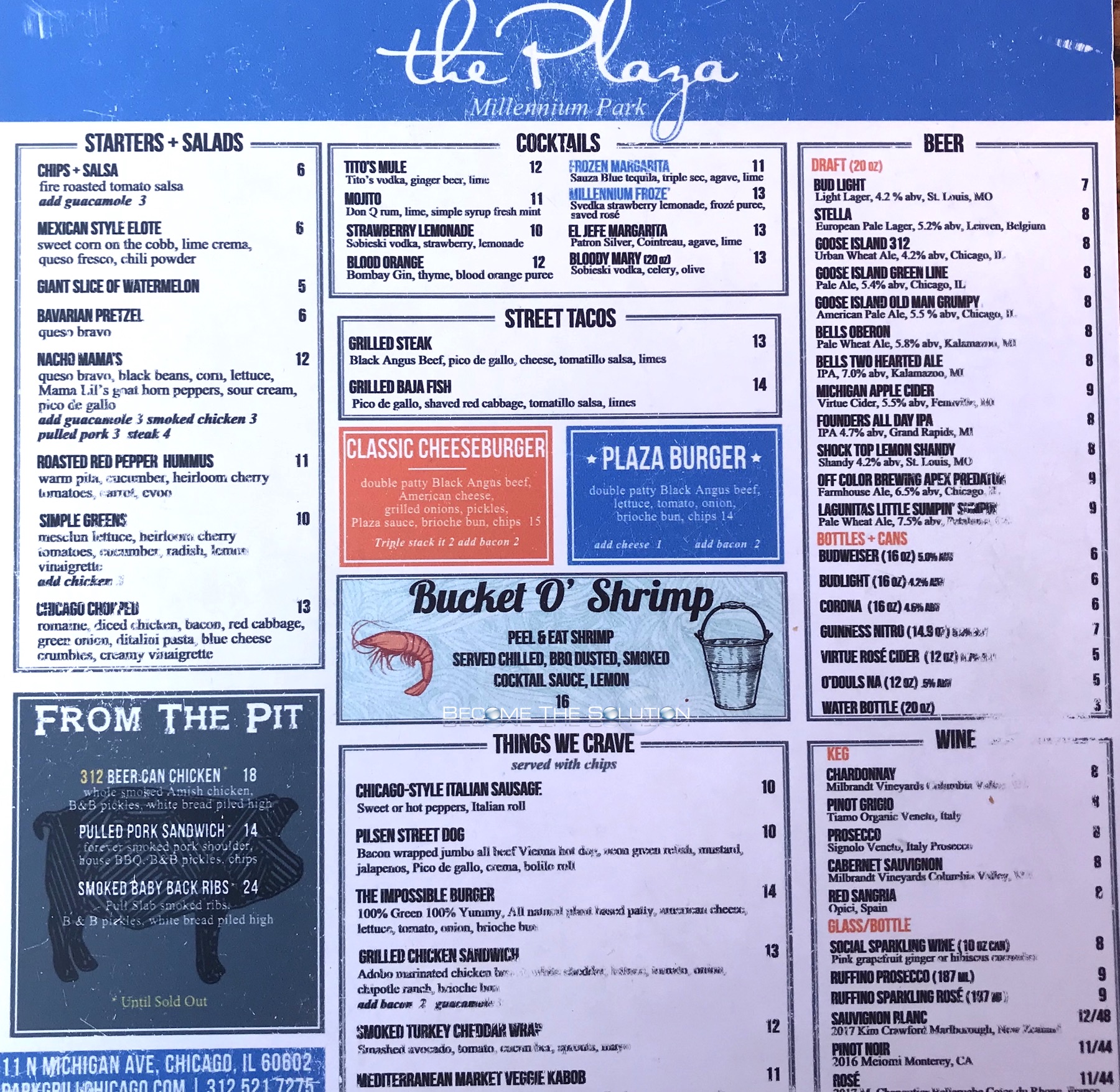 The plaza millennium park chicago menu 1