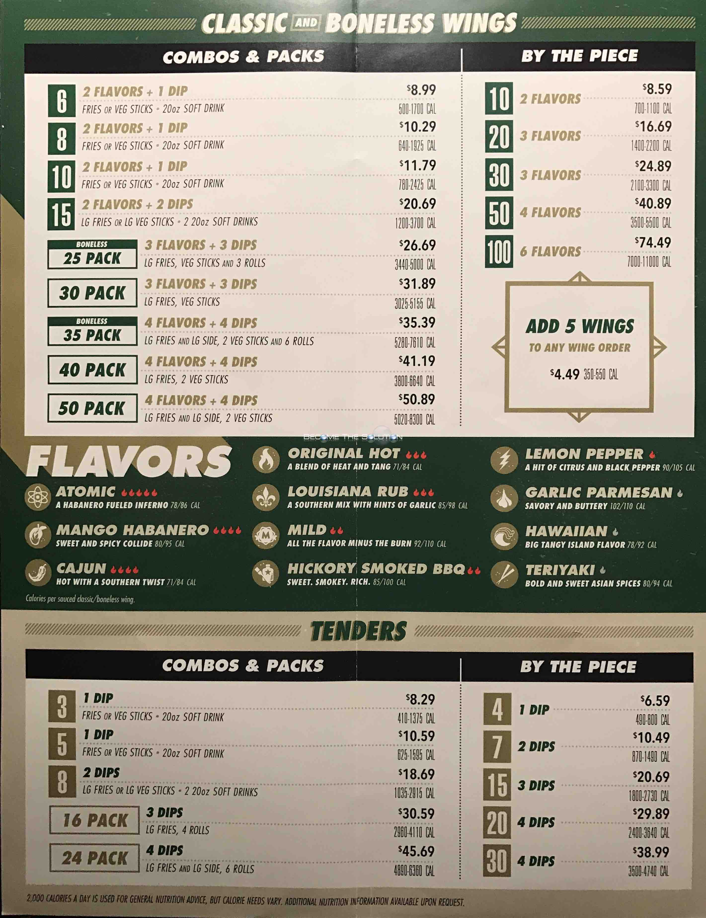 wing out menu