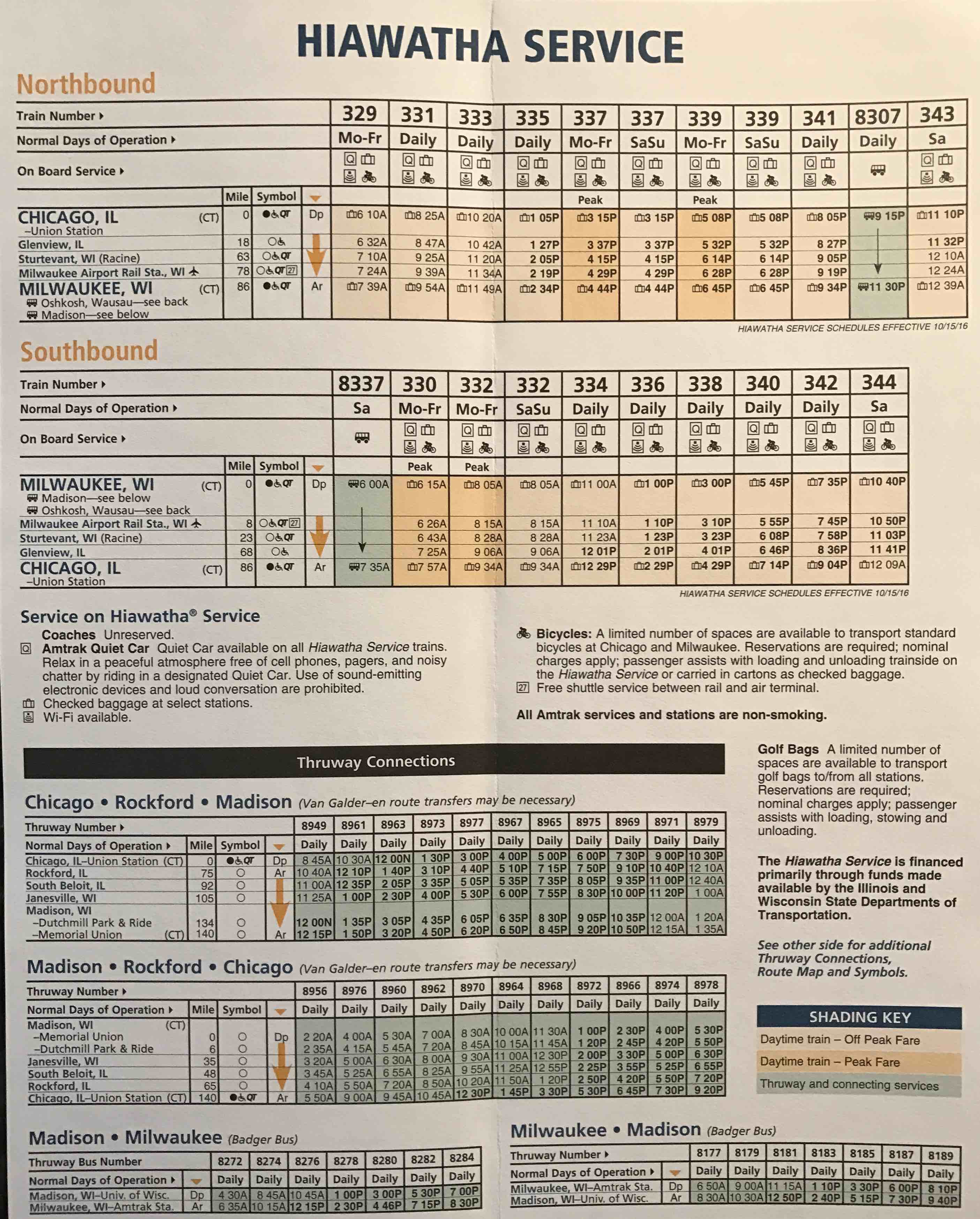 Amtrak Hiawatha Service Chicago Milwaukee Schedule