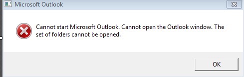 outlook cannot start microsoft outlook